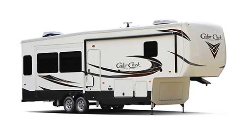 RV types include 5th Wheels, like this Silverback from Cedar Creek.